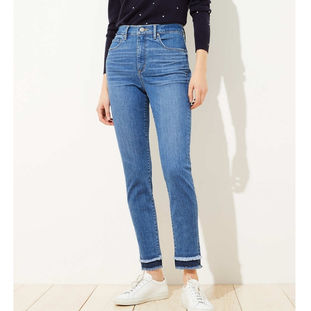 Loft Double Frayed Skinny JeansSize 26/2
